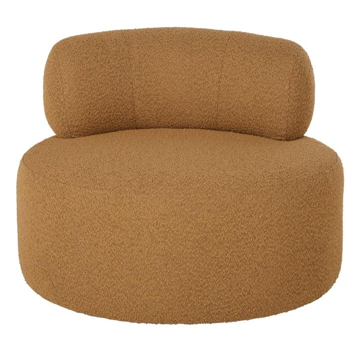 Maisons du Monde Swivel - Sillón giratorio de tela ocre efecto lana rizada