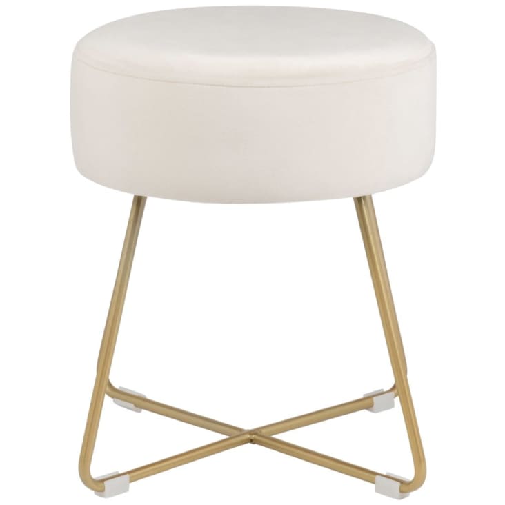 Maisons Du Monde Taburete De Terciopelo Beige Y Metal Dorado