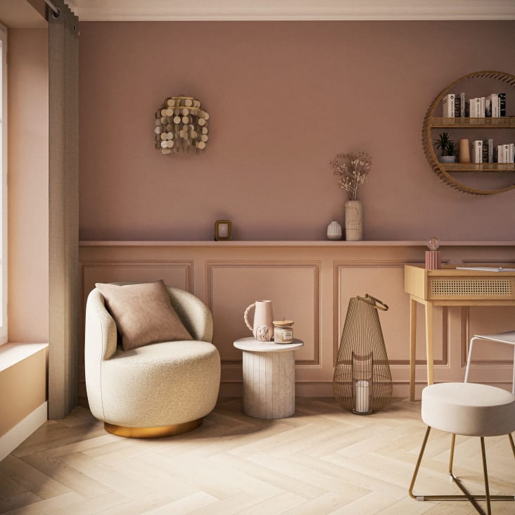 Maisons Du Monde Taburete De Terciopelo Beige Y Metal Dorado