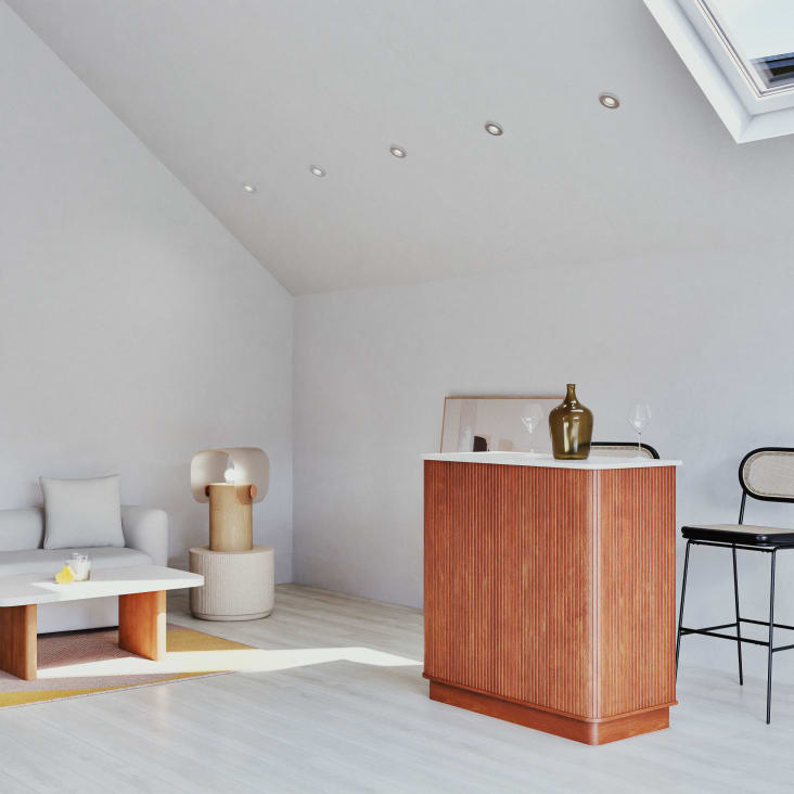 Maisons Du Monde Taliana - Lámpara De Madera Con Pantalla De Acrílico