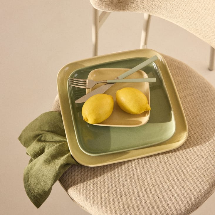 Maisons Du Monde Talinn - Juego De Cubiertos De 24 Piezas En Acero Inoxidable Plateado Y Verde