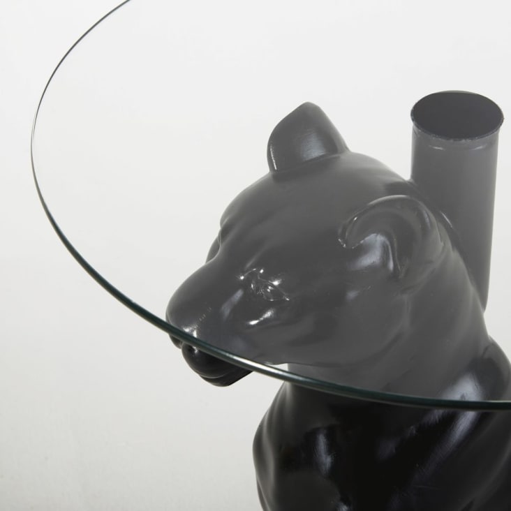 Maisons Du Monde TAMA - Mesa Auxiliar De Pantera Negra Con Cristal Reciclado
