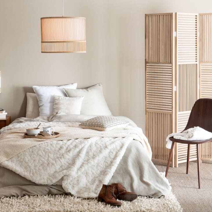 Maisons Du Monde TANAL - Manta Nido De Abeja De Algodón Color Crudo 160x210