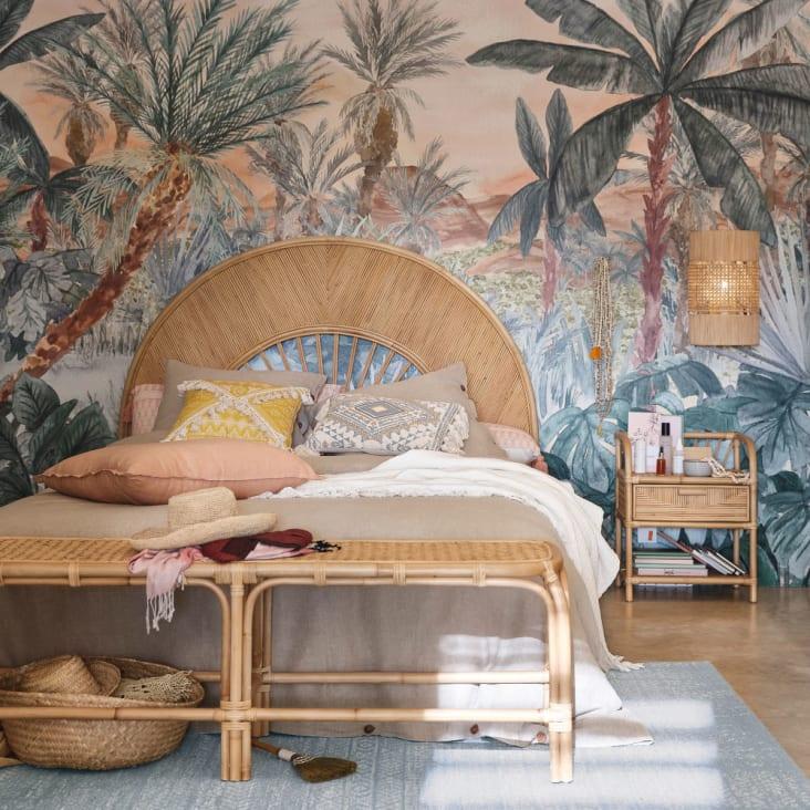 Maisons Du Monde TANGER - Papel Pintado No Tejido Con Estampado De Jungla Verde Rosa Y Marrón 300 X 384