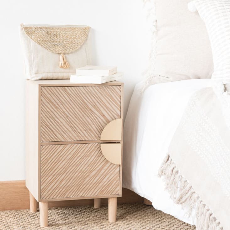 Maisons Du Monde TANGER - Pequeño Mueble De Almacenaje Con 2 Cajones Tallados