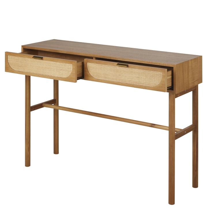 Maisons Du Monde Tarifa - Consola Con 2 Cajones Color Avellana De Ratán Trenzado