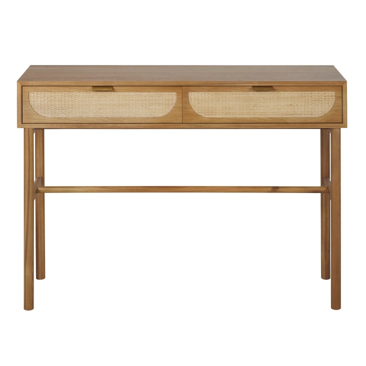 Maisons du Monde Tarifa - Consola con 2 cajones color avellana de ratán trenzado