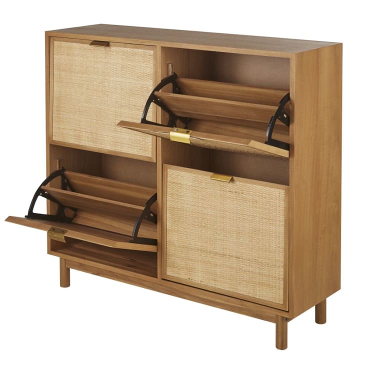 Maisons Du Monde Tarifa - Mueble Zapatero Con 4 Puertas De Rejilla De Mimbre