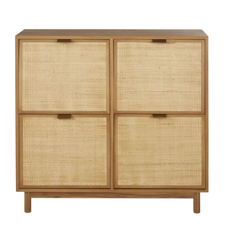 Maisons du Monde Tarifa - Mueble zapatero con 4 puertas de rejilla de mimbre