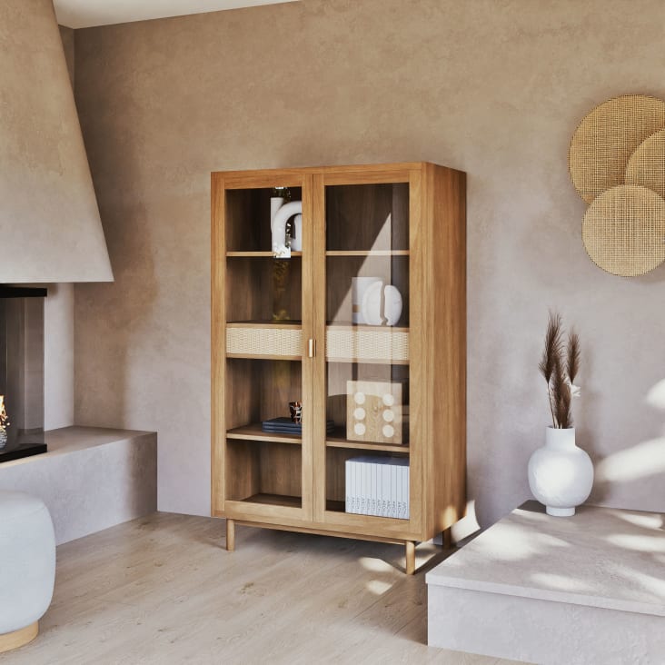 Maisons Du Monde Tarifa - Vitrina De 2 Puertas Y 2 Cajones De Fibra Vegetal