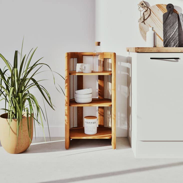 Maisons Du Monde Tarro De Porcelana Blanca Con Letras Estampadas Negras Y Tapa De Bambú