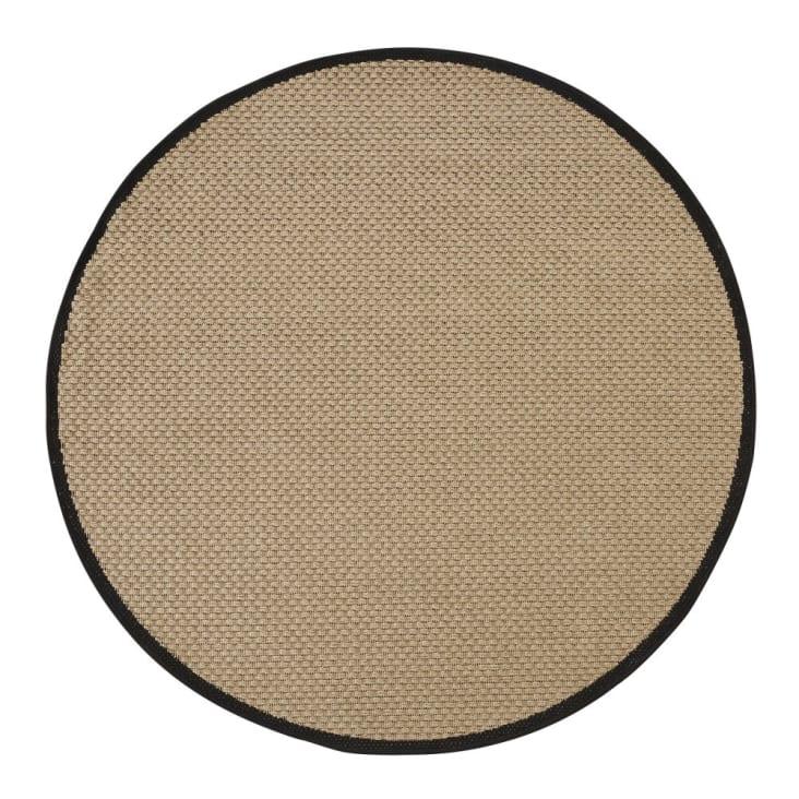 Maisons du Monde TATAO - Alfombra redonda de polipropileno tejido beige y negro D. 160