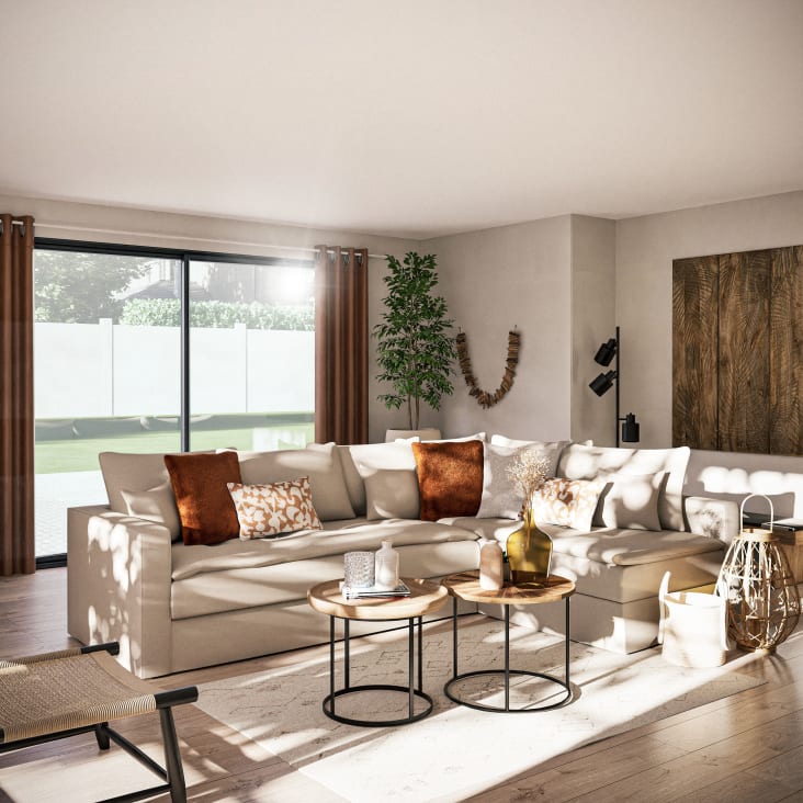 Maisons Du Monde TAWA - Mesa Auxiliar De Mango Y Metal Negro