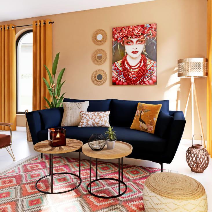 Maisons Du Monde TAWA - Mesa Auxiliar De Mango Y Metal Negro