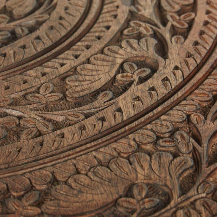 Maisons Du Monde TAZAA - Mesa Auxiliar De Madera De Mango Tallada Marrón