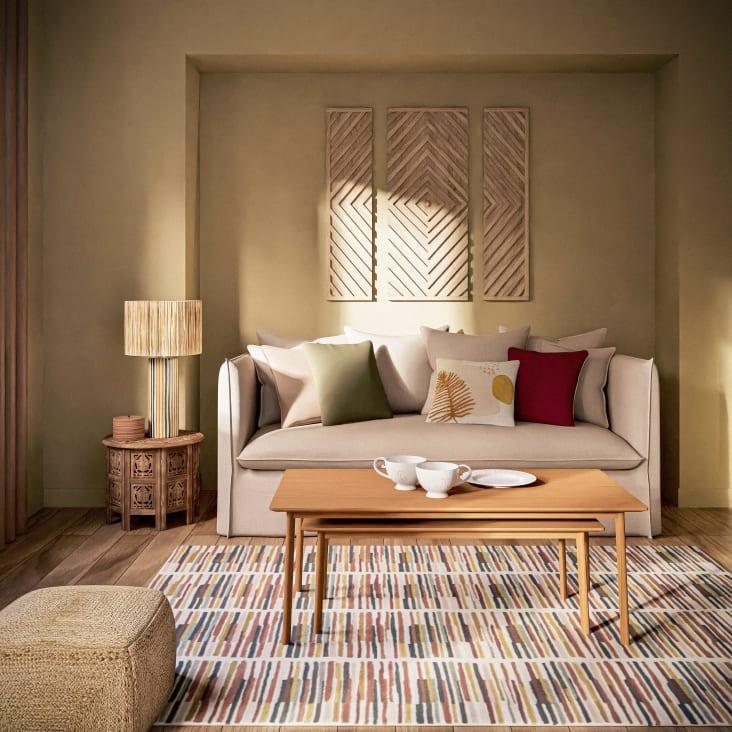 Maisons Du Monde TAZAA - Mesa Auxiliar De Madera De Mango Tallada Marrón