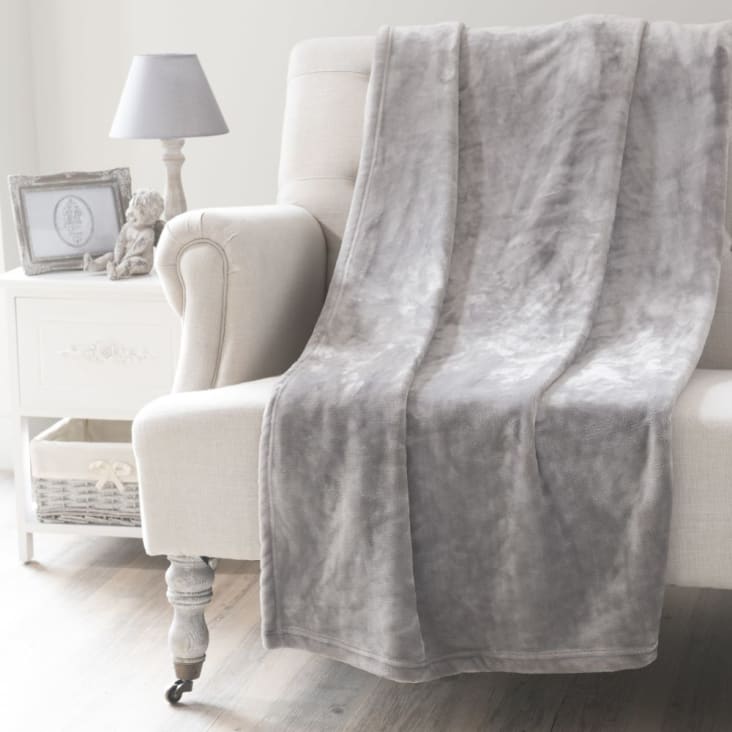 Maisons du Monde Tela de poliéster reciclado gris brillante 150x230
