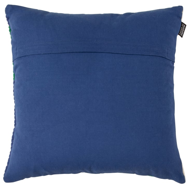Maisons Du Monde Teresa - Funda De Cojín Bordado En Azul Verde Y Blanco 40x40 Cm