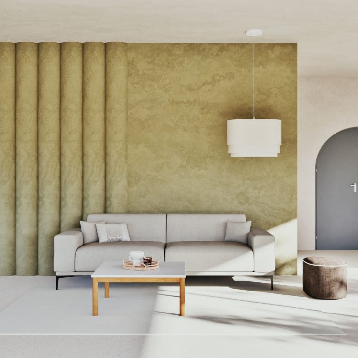 Maisons Du Monde Ternino - Mesa Baja De Exterior De Compuesto Efecto Mármol Blanco Y Madera De Acacia