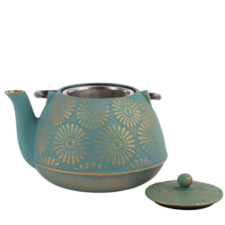 Maisons Du Monde Tetera De Fundición Azul Y Dorada 1 2l