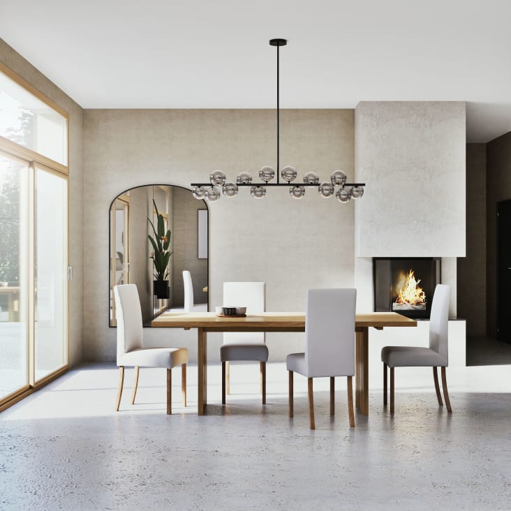 Maisons Du Monde THALES - Lámpara De Techo De 14 Bolas De Cristal Ahumado Y Metal Negro