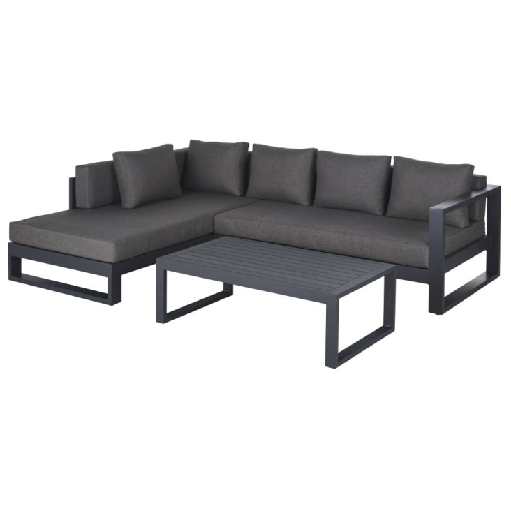 Maisons Du Monde Thetis - Salón De Jardín De 5 Plazas De Aluminio Gris Antracita Y Mesa A Juego