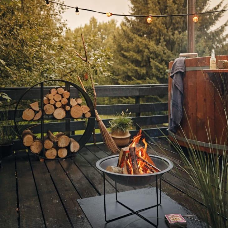 Maisons Du Monde THOA - Leñero Con Patas De Metal En Negro