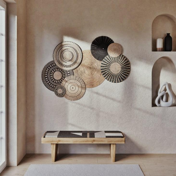 Maisons Du Monde Thomy - Decoración De Pared De Fibras Naturales Beige Y Negro 140x92