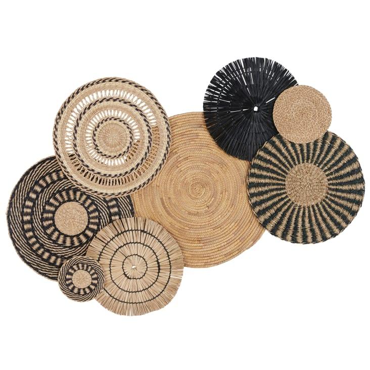 Maisons du Monde Thomy - Decoración de pared de fibras naturales beige y negro 140x92