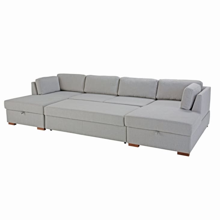Maisons Du Monde Times Square - Sofá Cama Panorámico De 7 Plazas Gris Claro