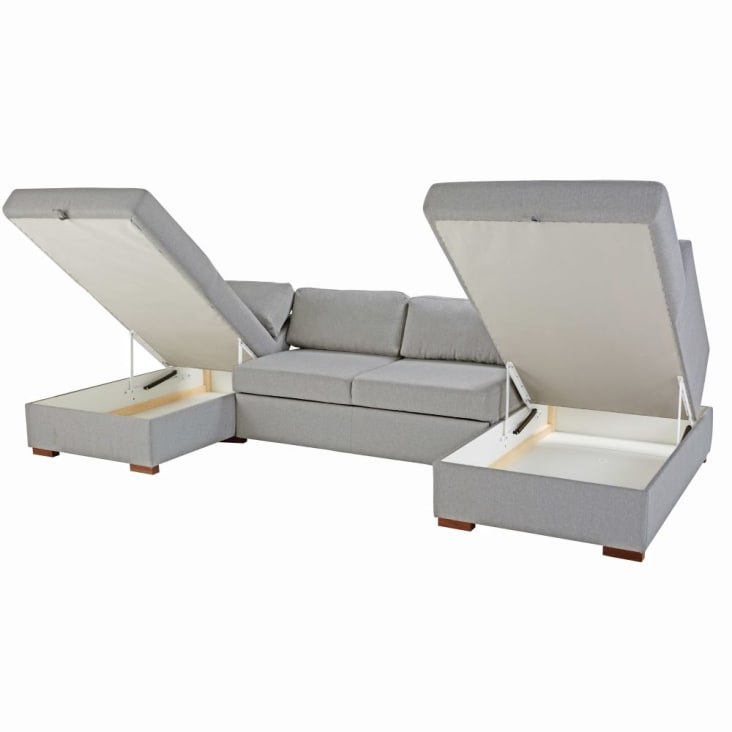 Maisons Du Monde Times Square - Sofá Cama Panorámico De 7 Plazas Gris Claro