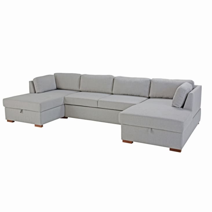 Maisons Du Monde Times Square - Sofá Cama Panorámico De 7 Plazas Gris Claro