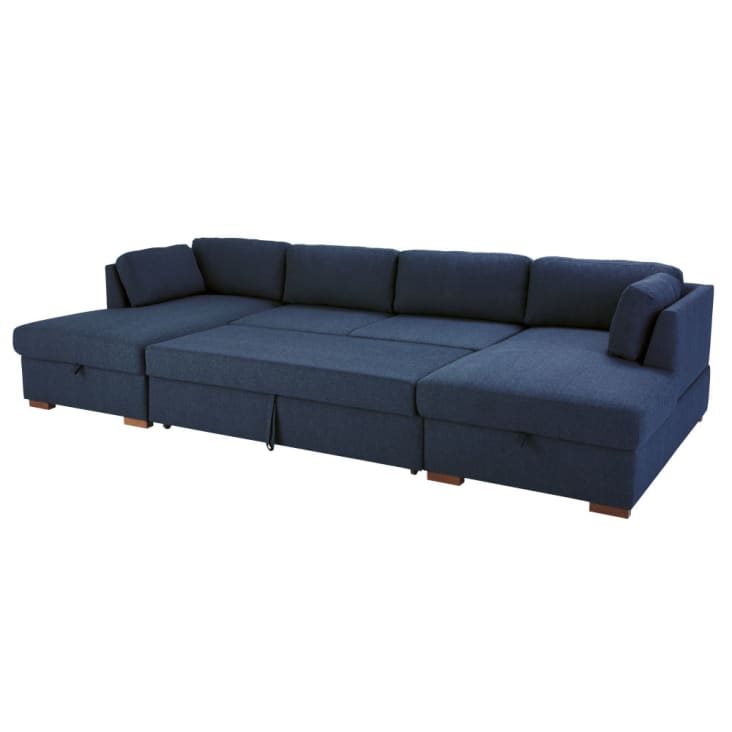 Maisons Du Monde Times Square - Sofá Esquinero De 6 Plazas Azul Oscuro