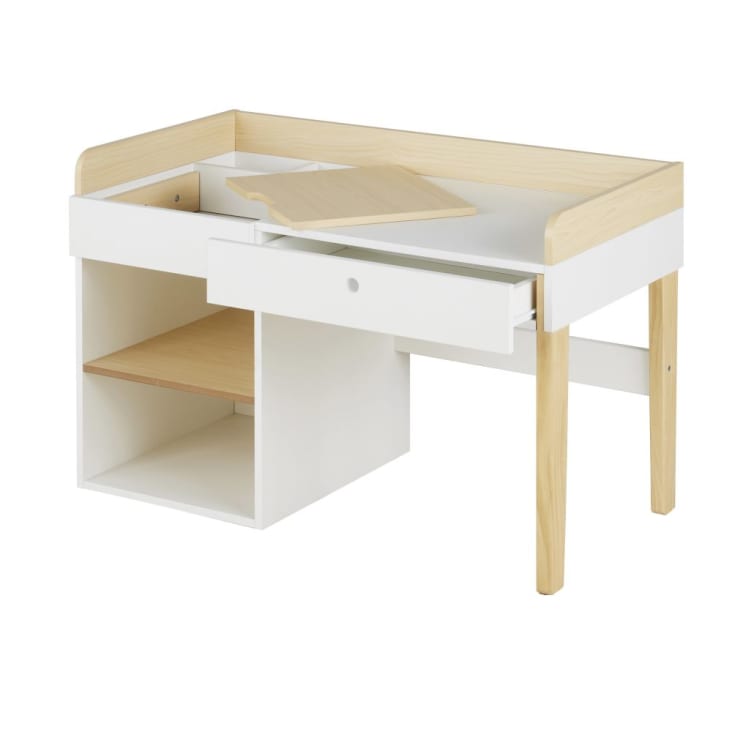 Maisons Du Monde TIMI - Escritorio Infantil De 1 Cajón Y 1 Hueco Blanco Y Beige
