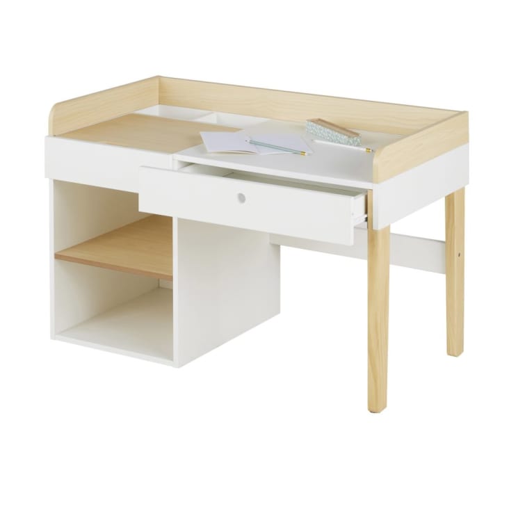Maisons Du Monde TIMI - Escritorio Infantil De 1 Cajón Y 1 Hueco Blanco Y Beige
