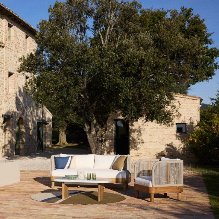 Maisons Du Monde Tokat - Lámpara Decorativa De Tela Trenzada Blanca