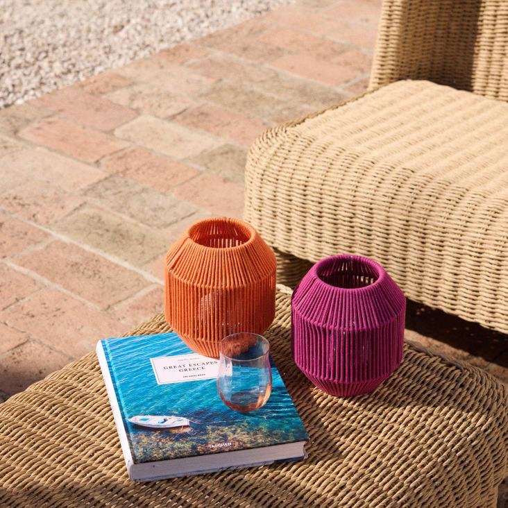 Maisons Du Monde Tokat - Lámpara Decorativa De Tela Trenzada Rosa