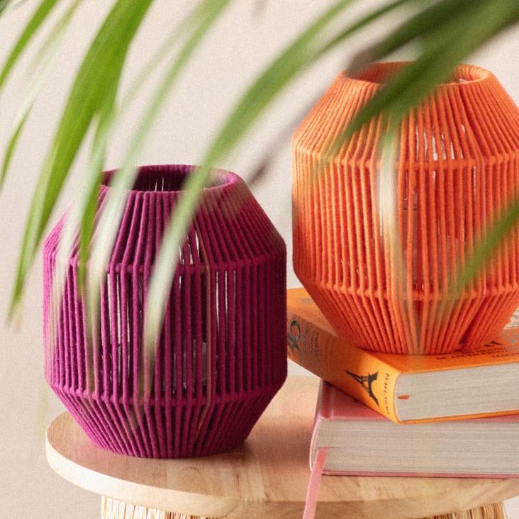 Maisons Du Monde Tokat - Lámpara Decorativa De Tela Trenzada Rosa