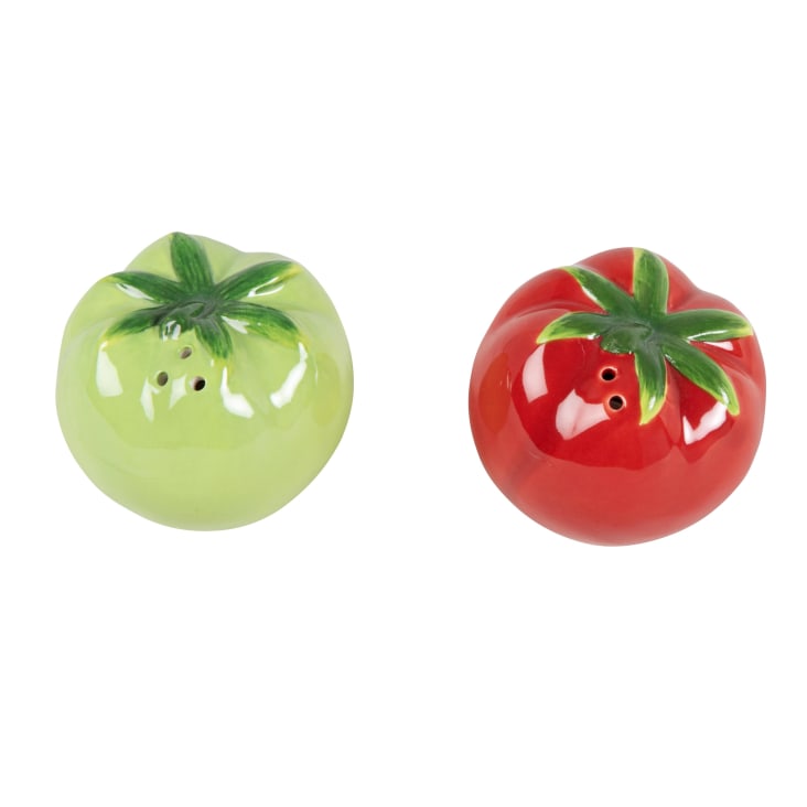 Maisons Du Monde Tomato - Salero Y Pimentero En Forma De Tomates De Gres Rojo Y Verde