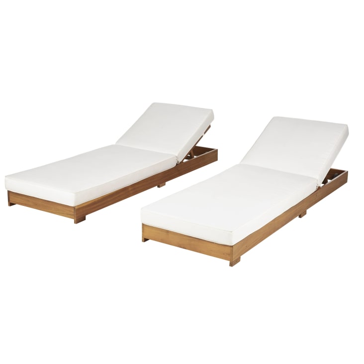 Maisons Du Monde Tossa - Tumbona Doble De Madera De Acacia Y Tejido De Poliéster Reciclado Color Crudo