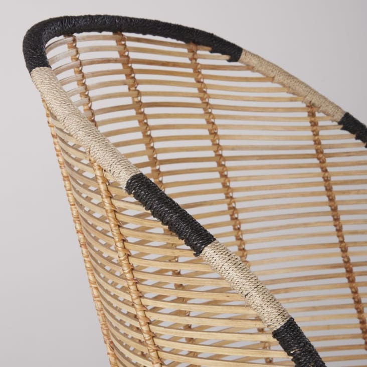 Maisons Du Monde Totem - Sillón De Ratán Y Acero De Beige Y Negro