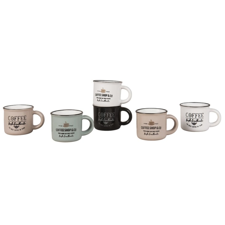 Maisons Du Monde TOWN - Estuche De 6 Tazas De Café De Cerámica Con Motivos Decorativos