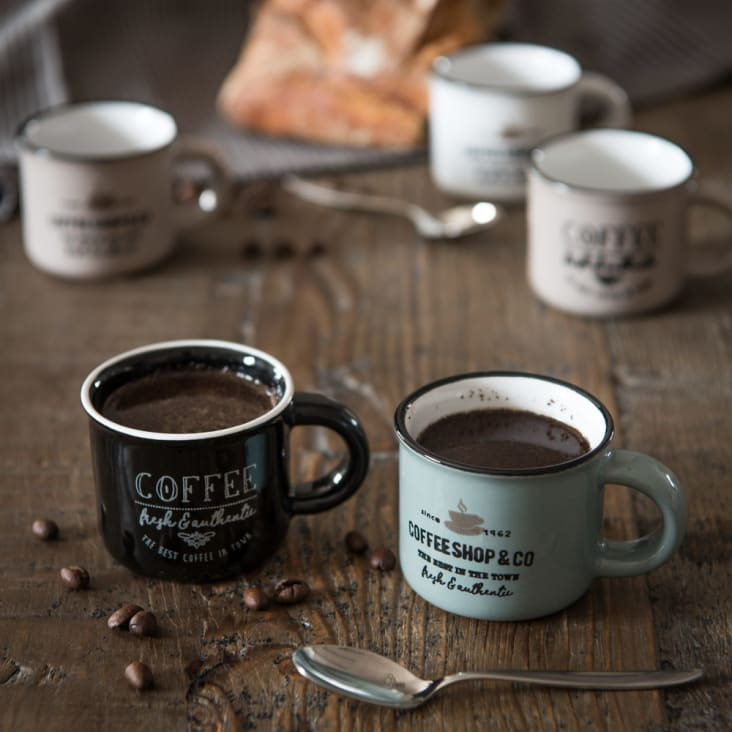 Maisons Du Monde TOWN - Estuche De 6 Tazas De Café De Cerámica Con Motivos Decorativos