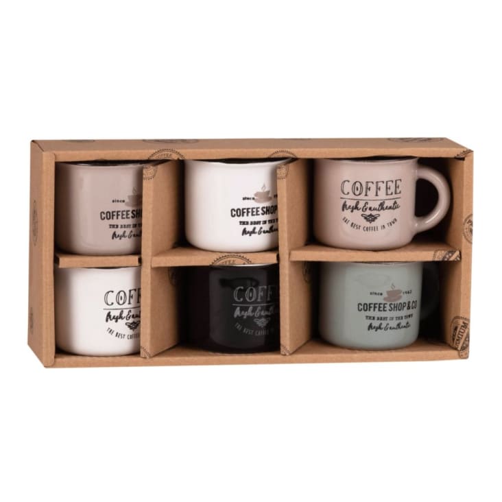 Maisons du Monde TOWN - Estuche de 6 tazas de café de cerámica con motivos decorativos