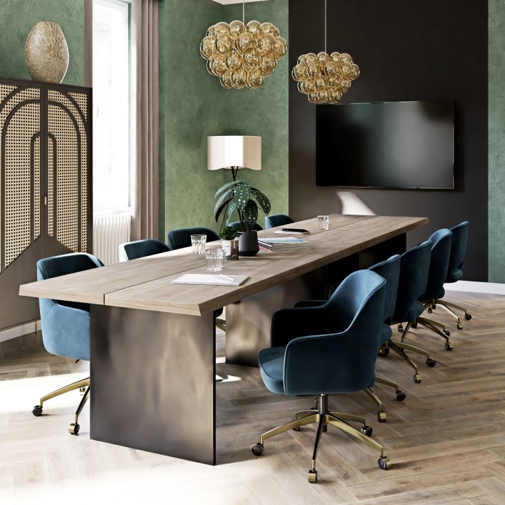 Maisons Du Monde TREVOR - Lámpara De Techo Con Varias Bolas De Cristal ámbar Y Metal Dorado D.49