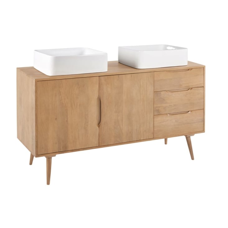 Maisons Du Monde Trocadero - Mueble De Cuarto De Baño De Mango Macizo Con 2 Lavabos