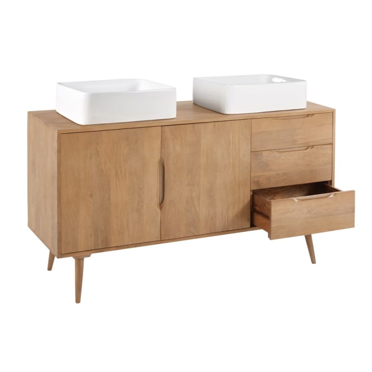 Maisons Du Monde Trocadero - Mueble De Cuarto De Baño De Mango Macizo Con 2 Lavabos