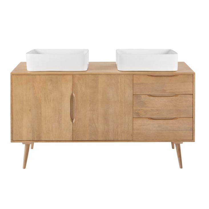 Maisons du Monde Trocadero - Mueble de cuarto de baño de mango macizo con 2 lavabos
