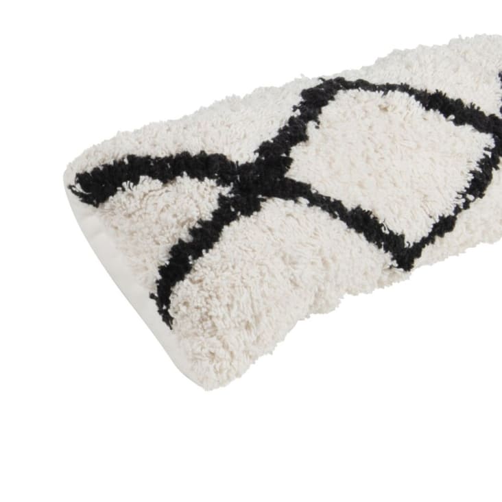 Maisons Du Monde TUFT - Rollos Sujetapuertas De Algodón Afelpado Blanco Y Negro 90cm