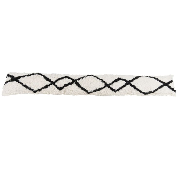 Maisons du Monde TUFT - Rollos sujetapuertas de algodón afelpado blanco y negro 90cm